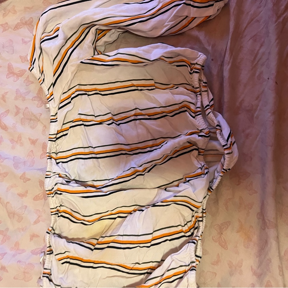 Striped White and Orange Top